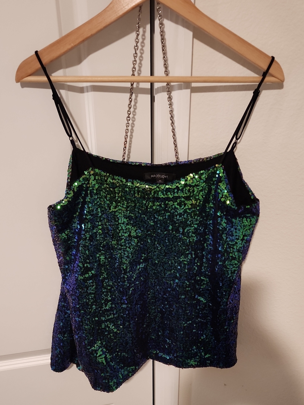 Halogen Iridescent Green-Blue Sequin Cami
